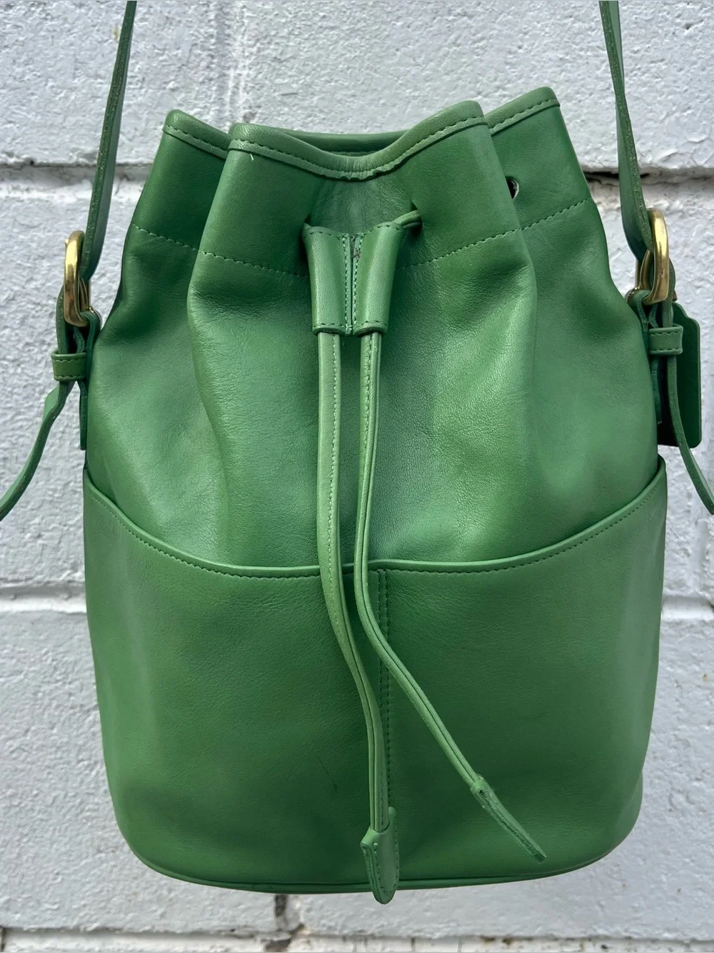 π Vintage 4151 Green Leaf Coach Thompson Drawstring Bucket Bag π - Picture 1 of 14